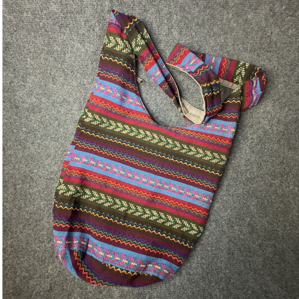 Boho Woven Geometric Crossbody Hobo Bag‎ Striped Multi Color Shoulder Bag